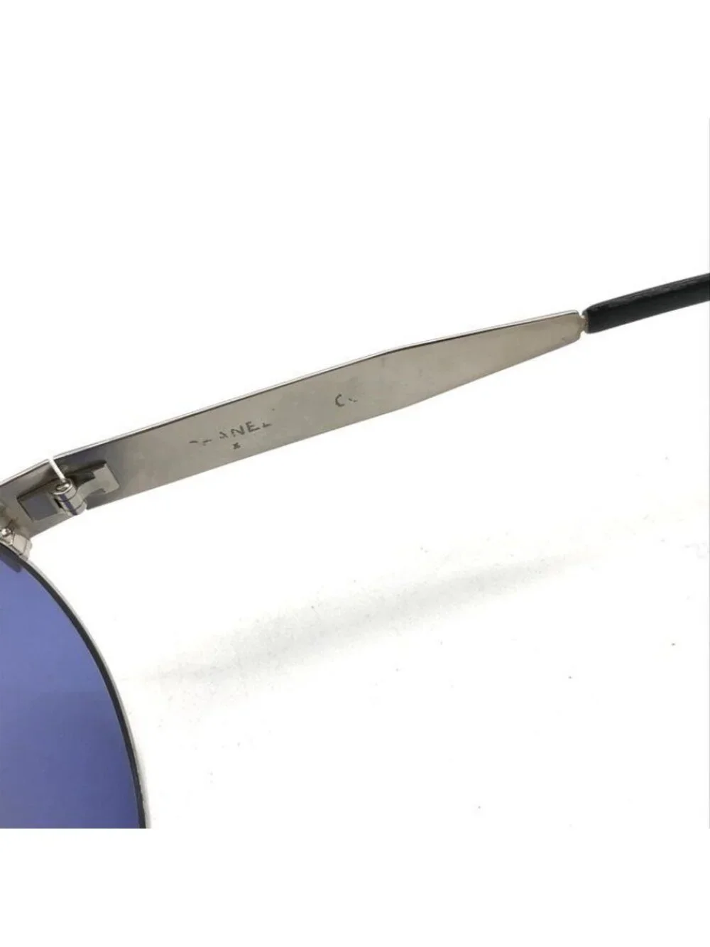 Chanel Logo Sunglasses Eyewear Blue Silver